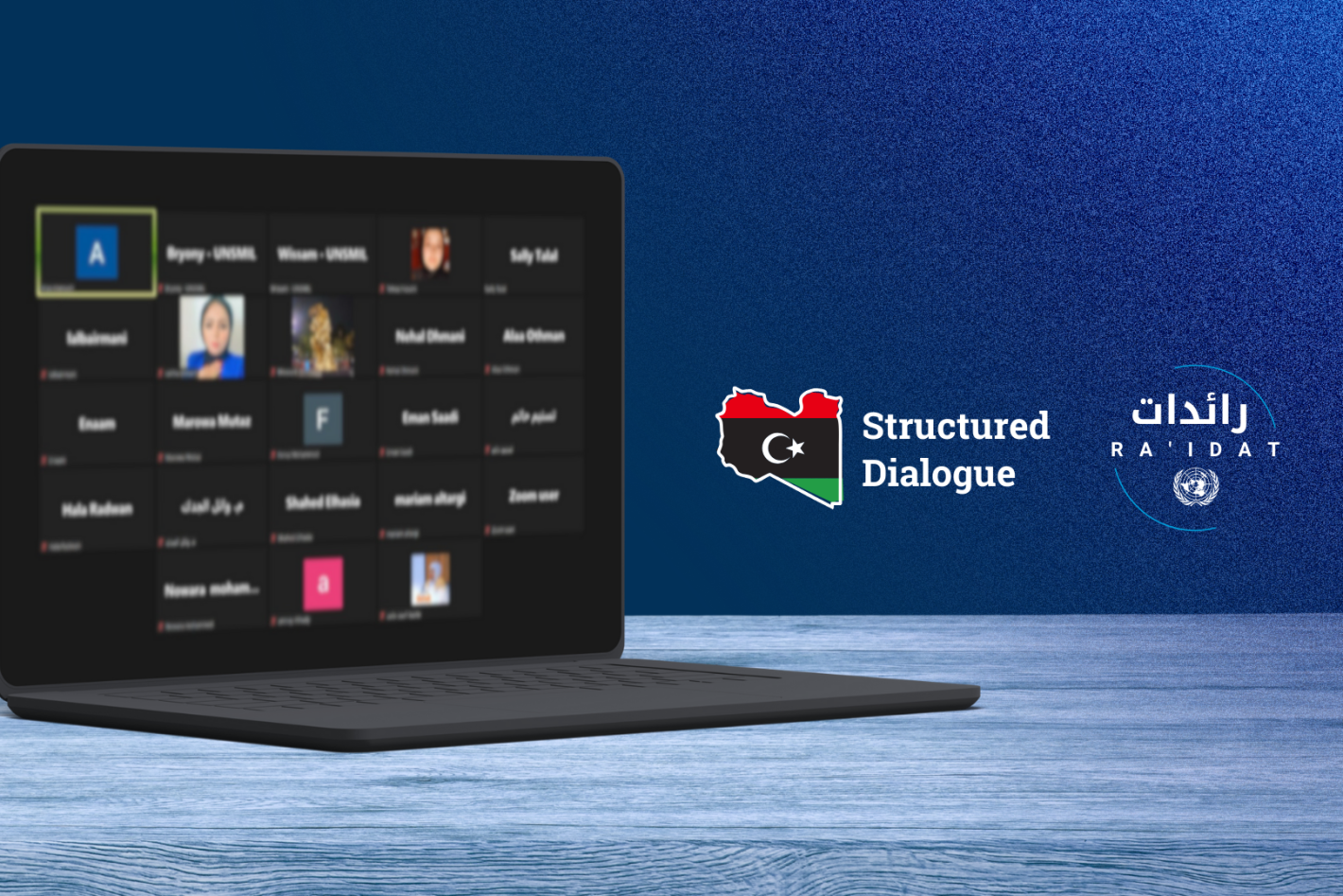 Graphic showing the online call between SD members and Ra'idats